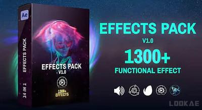 AE脚本-1300+无缝转场光效文字星火雨雪视频剪辑调色抖音特效预设包 Effects Pack V2破解版