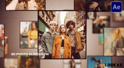 AE模板-复古优雅风格回忆照片幻灯片空间展示动画